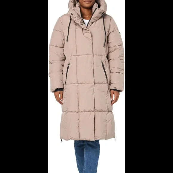 🆕NWT DKNY Hooded Long Down Alternative Puffer Jacket in 'Thistle', Size Small - Picture 5 of 11
